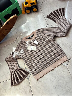 Striped Sweater in Brown & Pink Like New